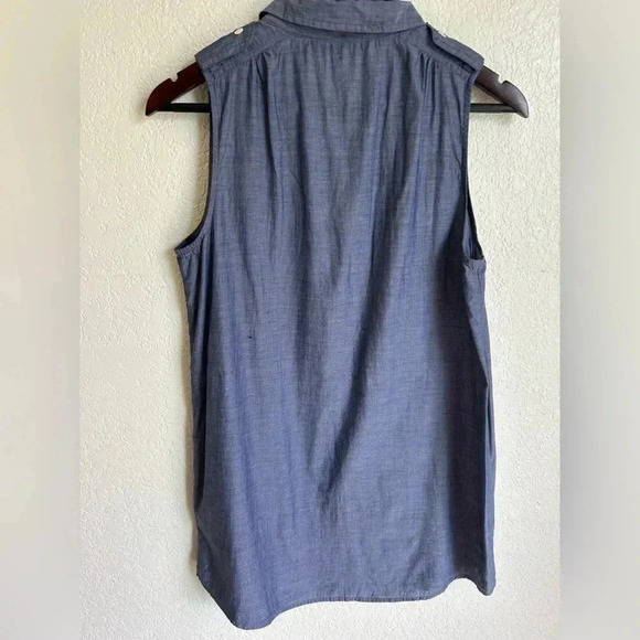 J. Crew Blue Chambray Tunic Top, Size Small - Picture 2 of 3